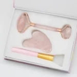 Rožinio kvarco Guasha, volelio ir teptuko rinkinys - Image 2