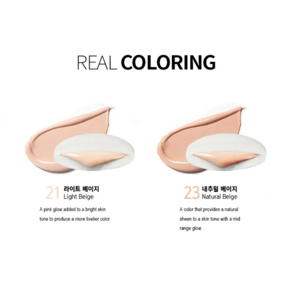 Heimish Artless Perfect Cushion Nr. 21 light beige makiažo pagrindas su papildymu SPF50+ PA+++ 13g x 2 - Image 3