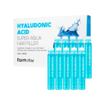 Farmstay Hyaluronic Acid Super Aqua Hair Filler plaukų ampulė su hialurono rūgštimi, 13ml