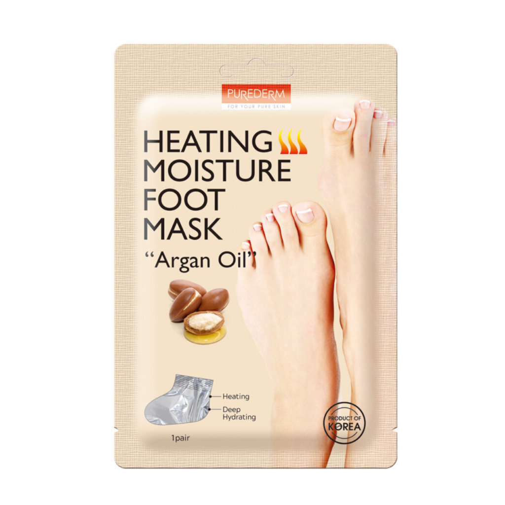 PUREDERM šildanti drėkinamoji pėdų kaukė su argano aliejumi,