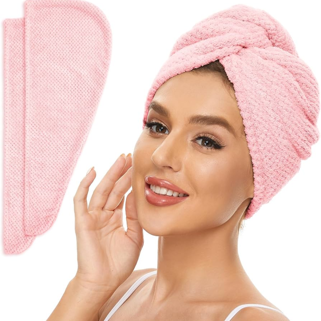 SKINCARE plaukų džiovinimo turbanas, rožinis, 1 vnt.