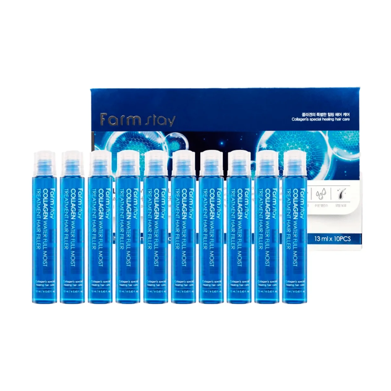 farmstay-collagen-water-full-moist-treatment-hair-filler-1 Farmstay Collagen Water Full Moist Treatment Hair Filler plaukų ampulė, 13ml - Image 1